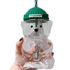 Cute Bear-Shaped Glass Cup with Straw - 20oz Portable Ice King Cup