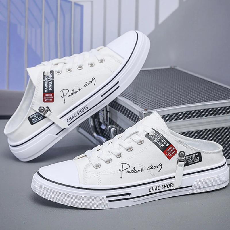 Модные мужские повседневные тапочки. Удобная обувь для ходьбы на толстой подошве. Модные закрытые полуботинки для мужчин. Дышащие универсальные мокасины.