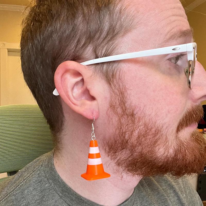 Creative 3D Traffic Cone Earrings For Women Funny Safety Cone Acrylic Dangle Earrings Jewelry