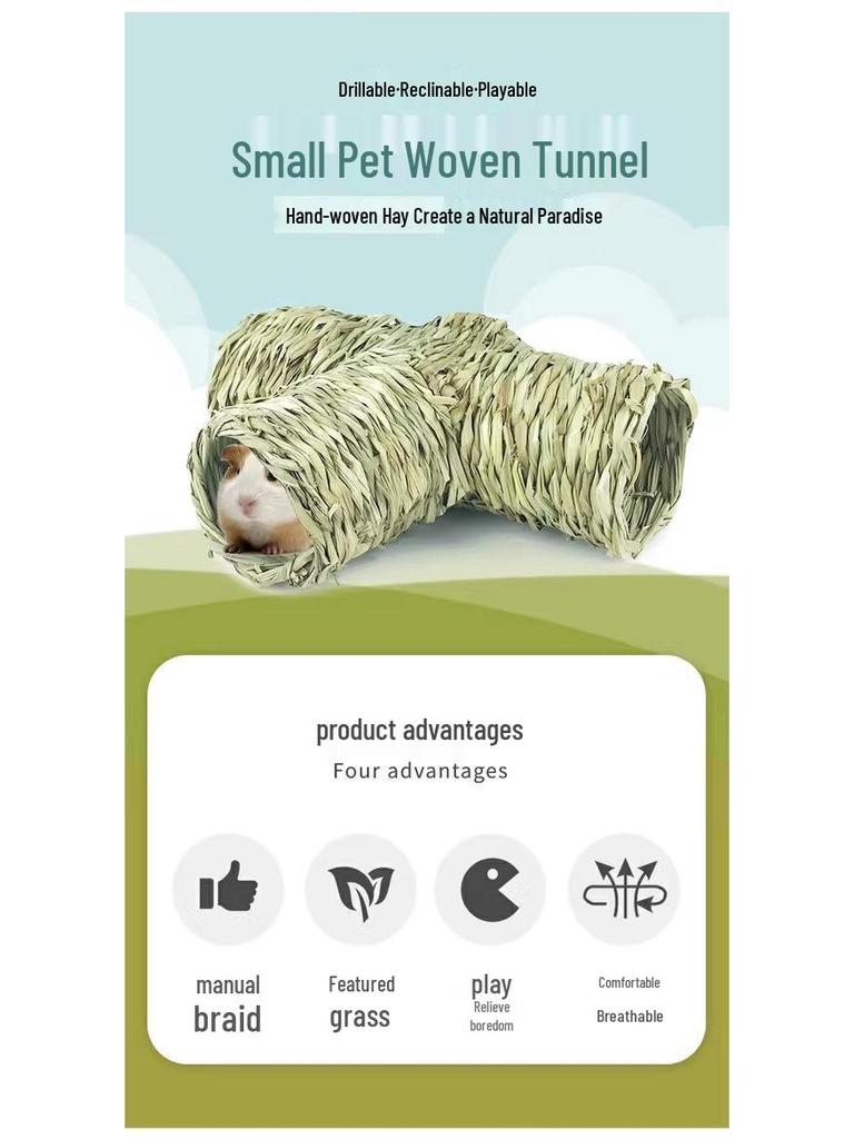 Handmade Grass Tunnel & Hideaway for Small Pets