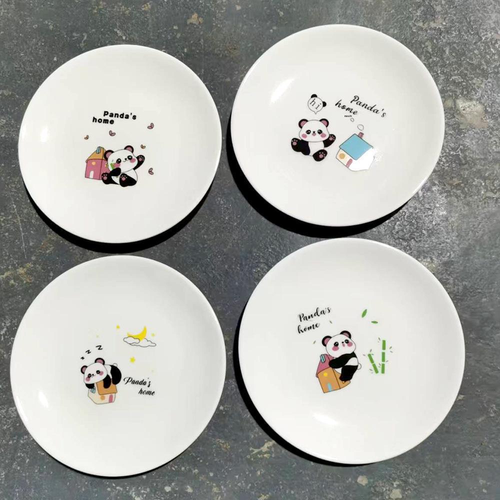 6-inch Ceramic Plate with Dinosaur & Rabbit Design – Cartoon Tableware for Hot Pot, Snacks, Cake, Home or Restaurant Use.