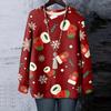 Ladies' Christmas Printed Round Neck Long Sleeved T-shirt Sweatshirt Top