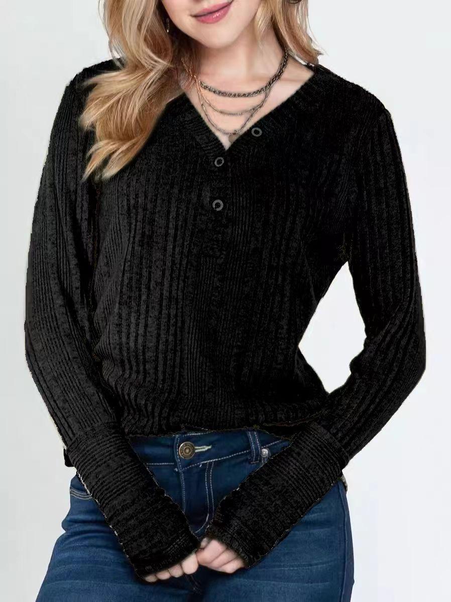 

Женский свитер с длинным рукавом и V-образным вырезом, модный стиль, стильные женские трикотажные топы с V-образным вырезом, однотонные, с длинным рукавом 3XL чёрный