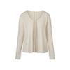 Monplisse [Women'S] Bolero Collarless Pleated Short Cardigan (Ivory)