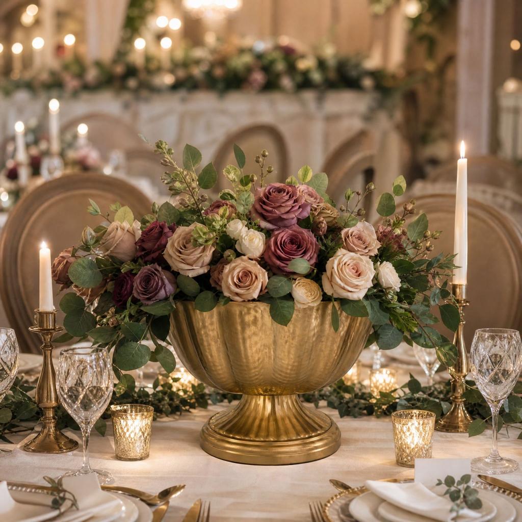 23W5036-23 Large Vintage Vase, Wide Mouth Flower Pot Centerpiece and Floral Arrangements
