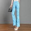 Elastic Waist Women's Plaid Micro Flare Pants - Summer Versatile 2025 Slimming Bodycon Stretchy Fashion.