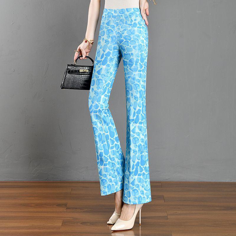 Elastic Waist Women's Plaid Micro Flare Pants - Summer Versatile 2025 Slimming Bodycon Stretchy Fashion.