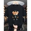 European Sizes Summer Men'S  T-shirt With Toy Teddy Bear Print Pattern For Outdoor Wear