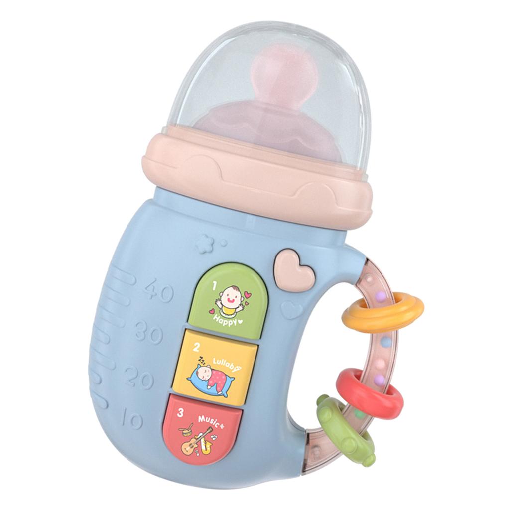 Infant Bottle Shape Teether Toy Soothing Sounds and Lullaby Machine for Early Education