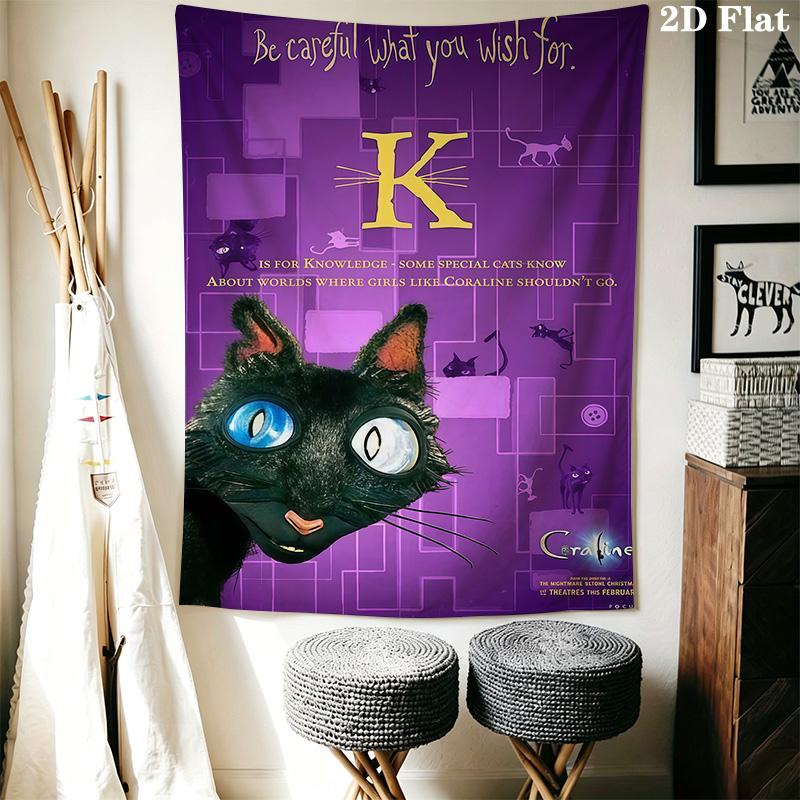 Coraline Tale Darkness Wonder Tapestry Wallmounted Fashion Print Homestay Soft Decoration Tapestry Atmospheric Background Cloth Christmas Gift