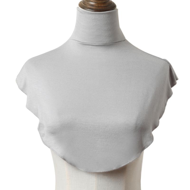 Womens Muslim Modal Fake False Collar Islamic Hijab Extensions Turtleneck High Neck Cover Warmer Bright Solid Color Half Top