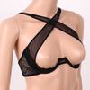 Womens Sheer Mesh Lingerie Straps Crisscross 1/4 Cups Underwired Bra Top