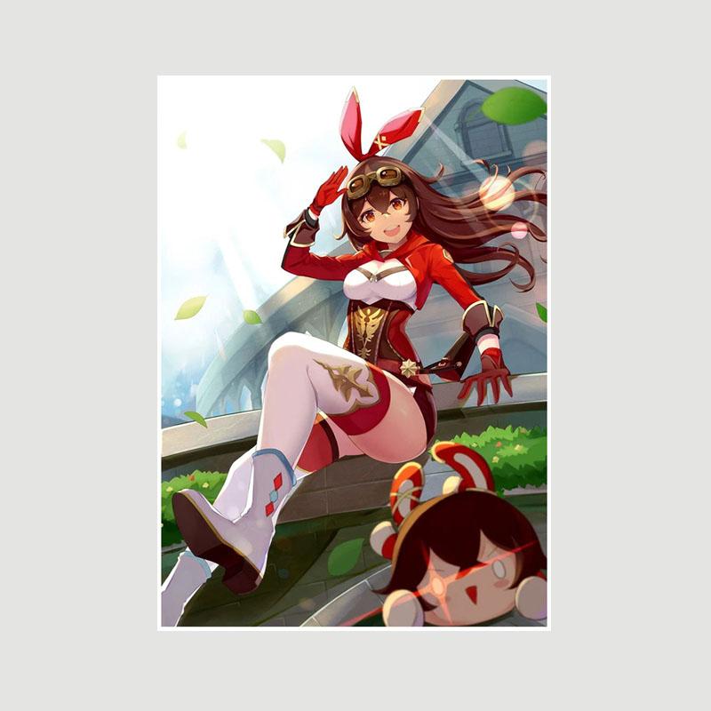 Genshin Impact Series Posters White Paper Anime Girl Poster Mural Home Decor Study Bedroom Bar Cafe Decoration Painting Wall Art Prints