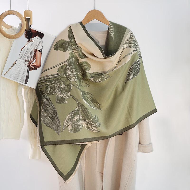 Lily Flower Print Imitation Cashmere Scarf