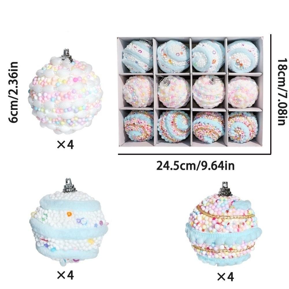 12Pcs Foam Hanging Balls for Christmas Tree Macaron Color Christmas Spheres Pendant  Indoor