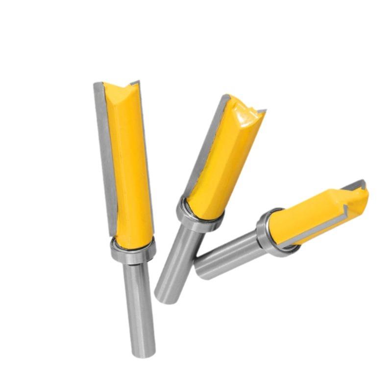 8mm Shank Bearing Guided Straight Router Bit - 14mm Cutting Diameter Flush Trim Cutter for Template Copying & Edge Profiling