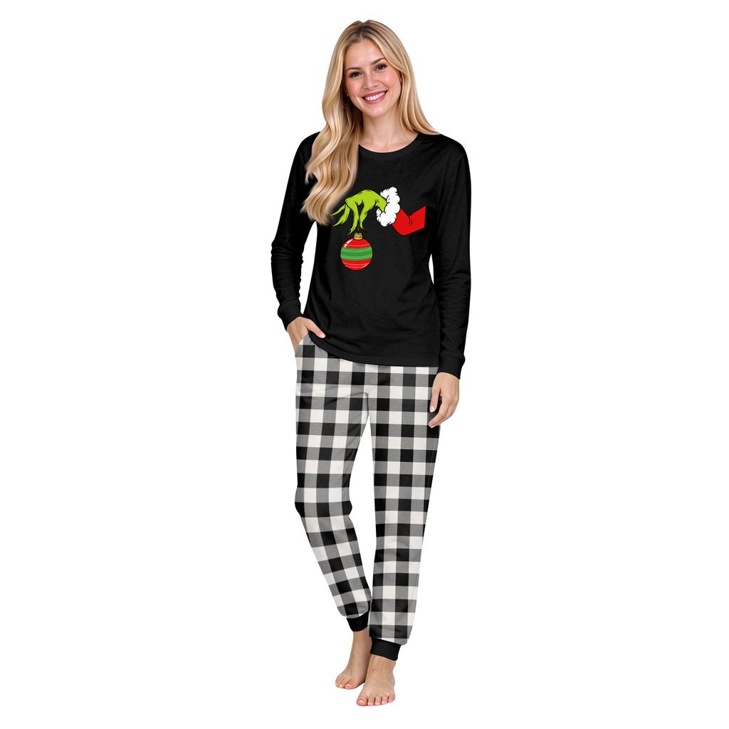 Christmas Print Crewneck Top and Jogger Pants Set Holiday Two Piece Casual Outfit