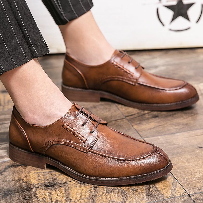 Good Quality Casual Leather Shoes For Men Large Size 47 Formal Leather Yuppie Business Shoes British Style Mens Dress Shoes 2024