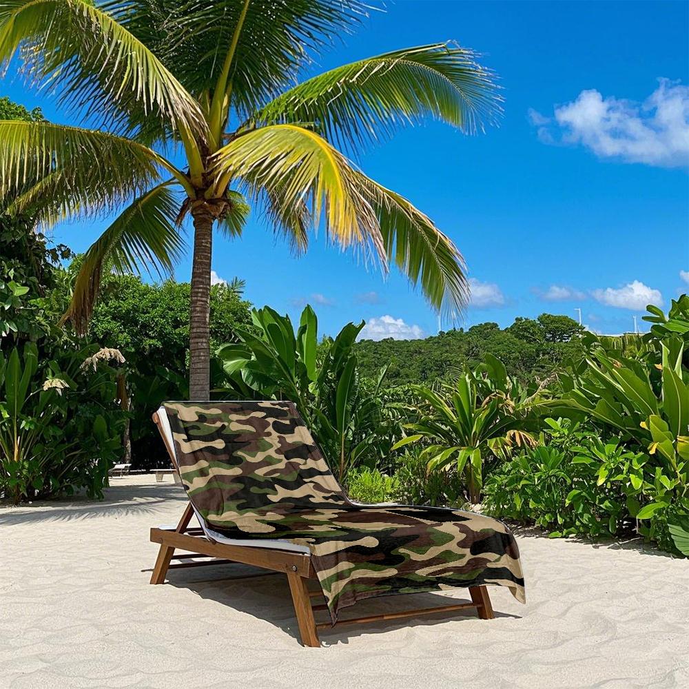 Toalla de baño de secado rápido con estampado de camuflaje clásico de microfibra - peso ligero para natación, camping, yoga, playa