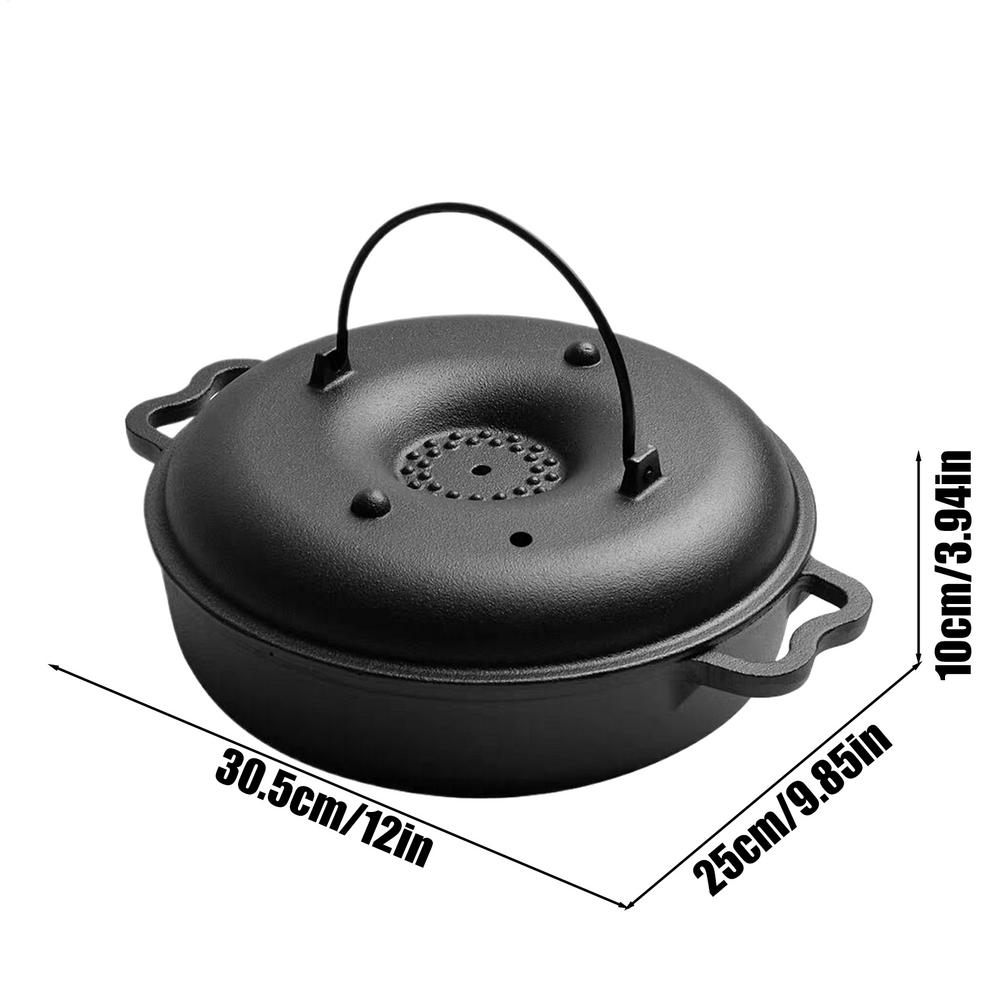 Roasting Pan With Lid Iron Sweet Potato Pot With Clip And Gloves Cooking Pan For Home Kitchen Sweet Potato Corn BBQ Vegetables чёрный