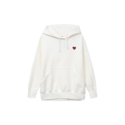 Roupa Esportiva Cor Sólida Moletom com Capuz Logo Coração Feminino Moletom Branco Vela FD9932-133