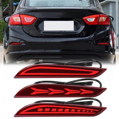 עבור שברולט קרוז   פנסים מחזירי אור LED לבמפר אחורי לרכב איתות דינמי אורות אזהרה לבלימה אור נסיעה 12V