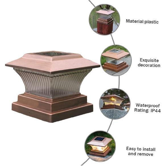 Solar Powered Garden Light Pillar Light Outdoor Decorative Lamp for Courtyard