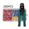 Insulated Terminal Block Set with Crimping Pliers 102/280Pcs Durable Electrical Connectors Kit for Home Car Repair