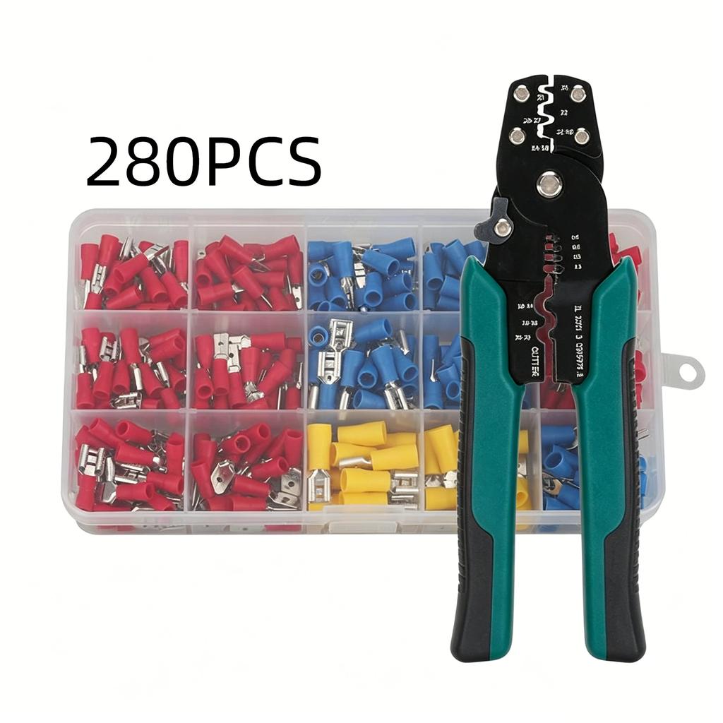 Insulated Terminal Block Set with Crimping Pliers 102/280Pcs Durable Electrical Connectors Kit for Home Car Repair