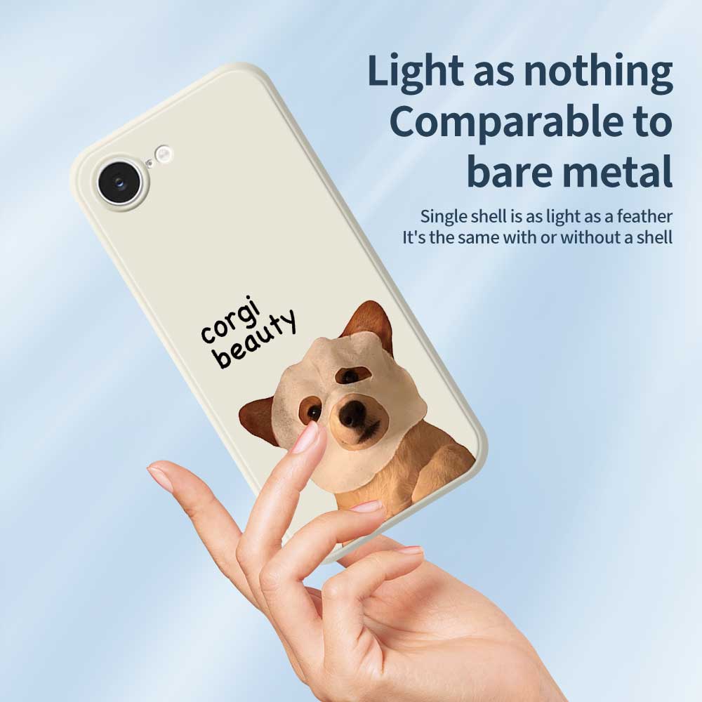 For iPhone 16e Case Cute Corgi Beauty Pattern Printing Straight Edge TPU Phone Back Cover