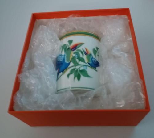 HERMES Paris Toucans Mug Cup Tableware 3.15 x 3.74 inch Japan Box Authentic