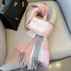 Small fresh white plaid scarf WO100 wool scarf women's winter warm scarf birthday gift