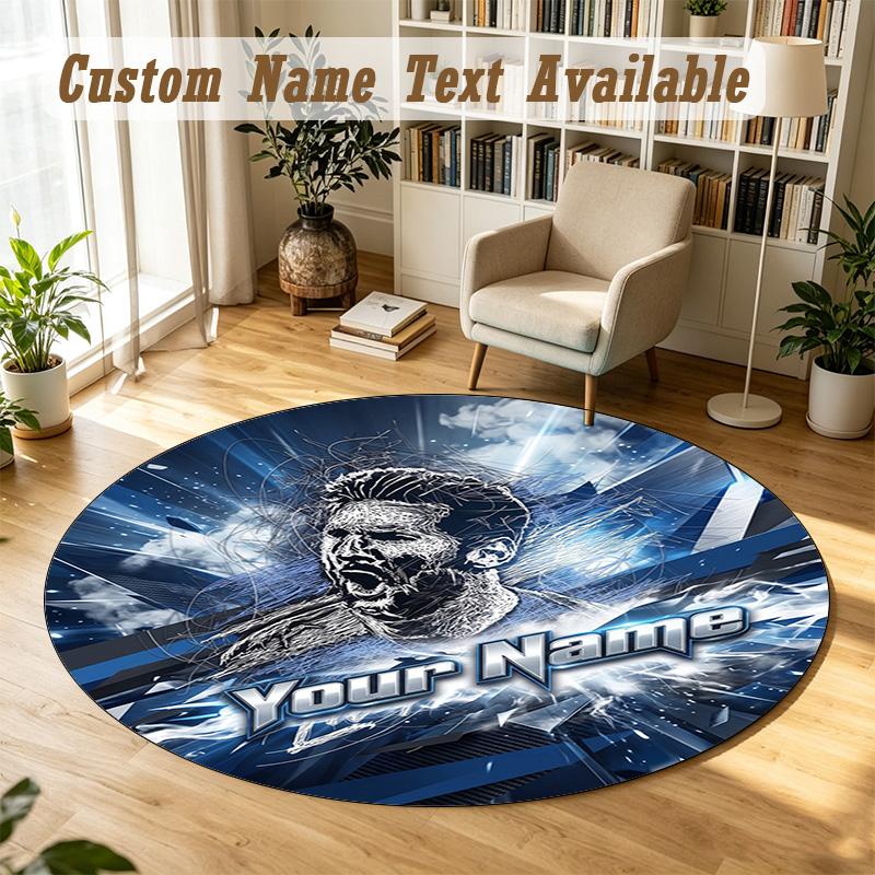 Round Rug Custom NameLionel Messi Pattern Non Slip Carpet Home Floor Decor