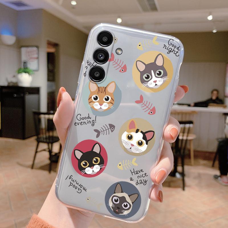 Clear Case For Samsung Galaxy A24 4G Shockproof Cover Cartoon Cute Soft Silicone Fundas For Galaxy A14 A54 A34 Transparent Coque