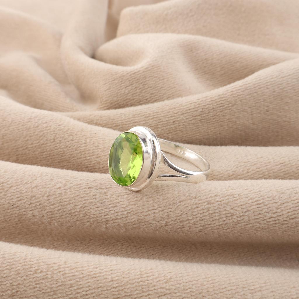 Natural Peridot Gemstone 925 Sterling Silver Handmade Jewelry Statement Ring For Anniversary Gift RR-80-9