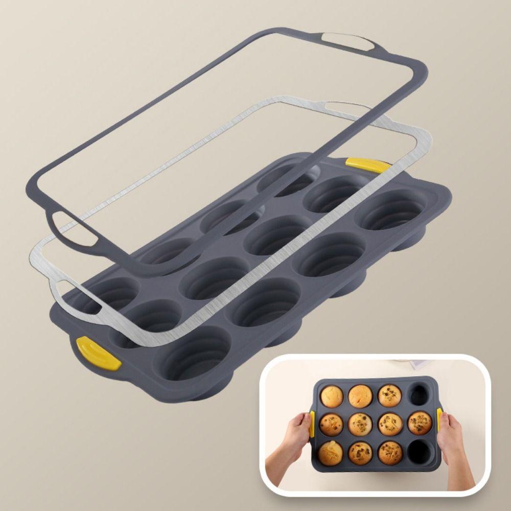 12 Holes Muffin Dessert Tray Reusable Mini Baking Molds Silicone Cake Mold  Baking Muffins