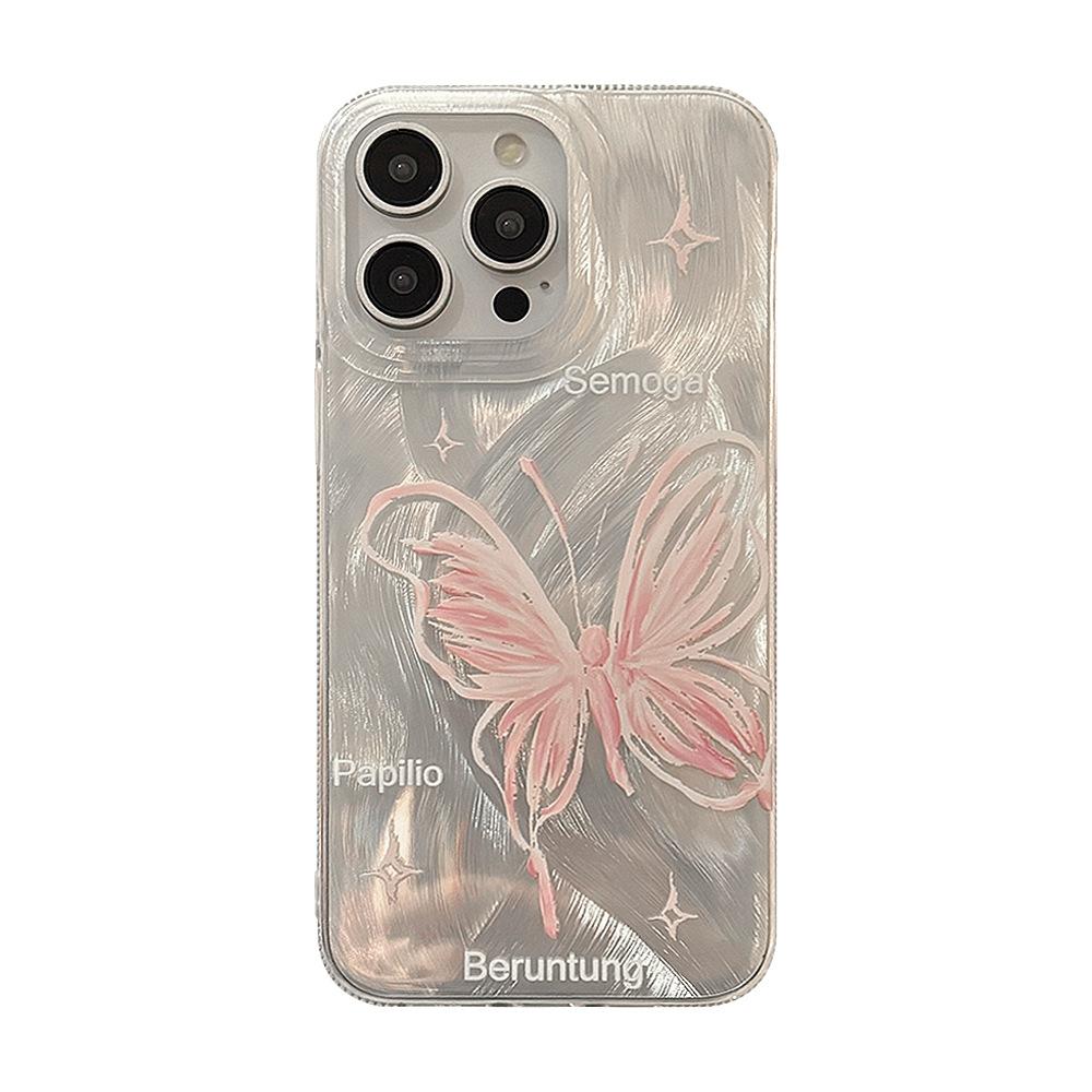 Girl Silver Feather Butterfly Suitable for Apple 15promax Mobile Phone Case Iphone16 Anti Fall 12 Hard 14 Fairy