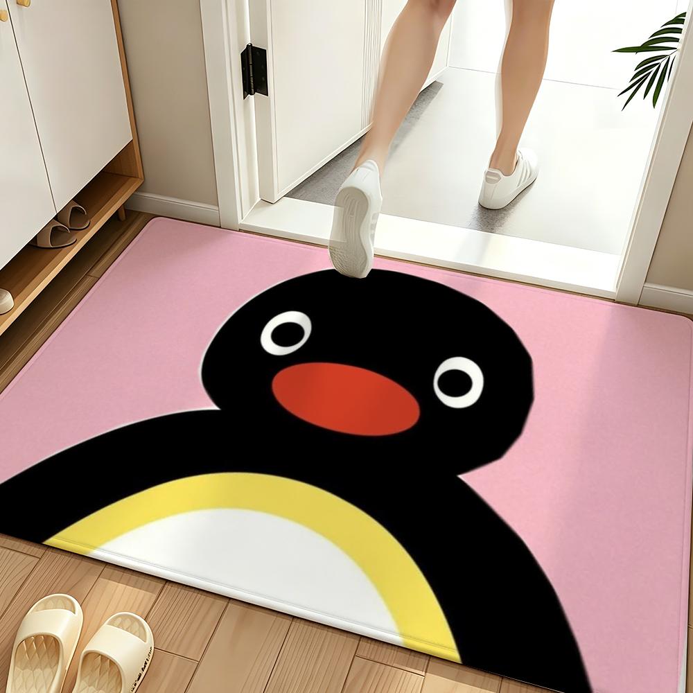 Tier B-Schwarz P-Pinguin Fußmatte Weiche Flanell-Fußmatte Geeignet für Eingangsbereiche, Wohnzimmer, Schlafzimmer und Badezimmer