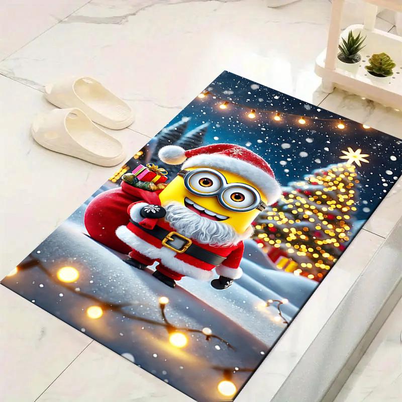 1Pc Christmas Minions Celebration Rug Office Carpet Indoor Outdoor Doormat Nonslip Soft And Comfortable Living Room Christmas Halloween Gift D91853
