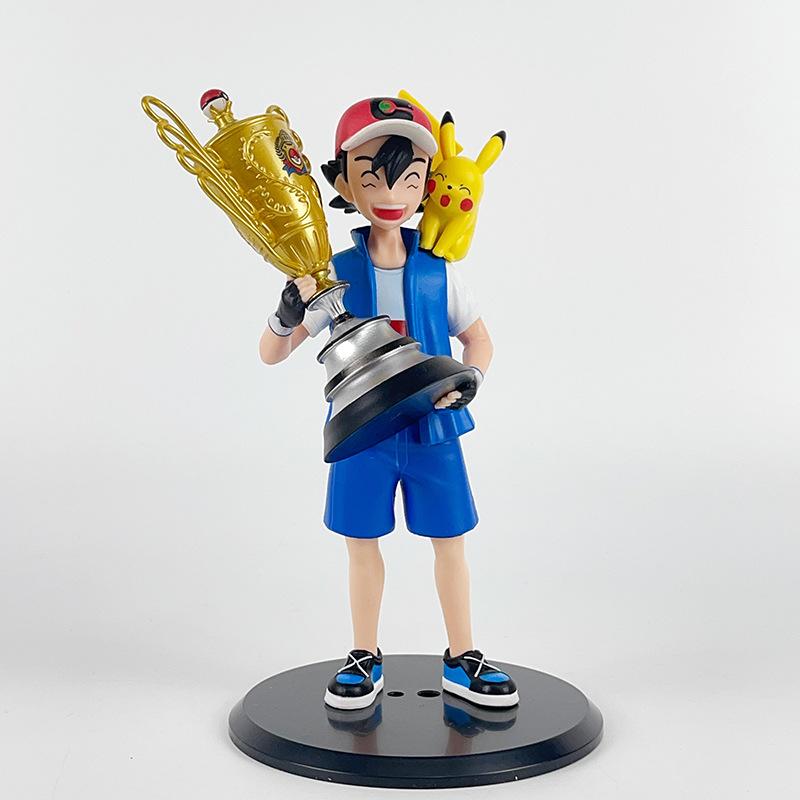 Pokemon Actionfigur Ash Ketchum Pikachu Champion-Trophäe Anime Sammlerstück Modell Boxed Schreibtisch-Dekoration Für Pokemon Anime Fans