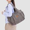 Vintage Women's Bag Large Capacity Canvas Tote Bag Solid Color Portable Shoulder Bag