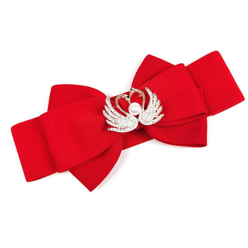 Double Beautiful Layer Bowknot Waist Belt In Soft Cotton With Elastic Fit For Women