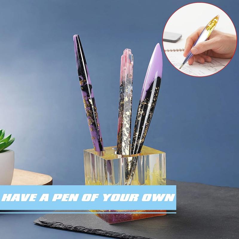New 3/1PC Transparent Pen Silicone Mould Set DIY Ballpoint Pen Mold Epoxy Resin Molds for Jewelry Casting Pen Holder Making