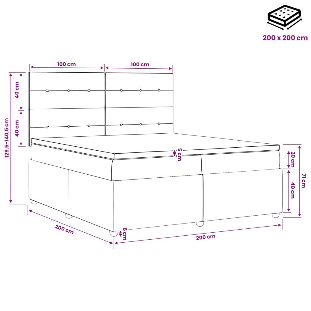 Box Spring Bed with Mattress and Headboard Pink 200 X 200 Cm Velvet