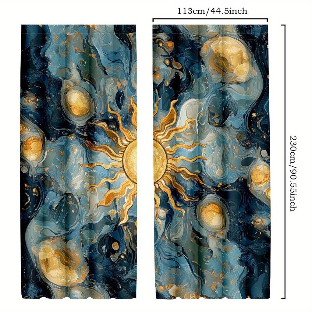 2pcs Yellow Paisley Art Deco Curtains, Mandala Retro Drapes, Bohemian Hippie Oriental Bedroom Window Treatments Decorative curta