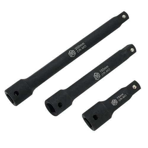 MichaelPro 1/2-Inch Drive Impact Extension Bar Set, 3-Piece Socket Extensions - (3", 6", 8") - Heat-Treated CR-V Steel, Manganese Phosphate, Rust- and