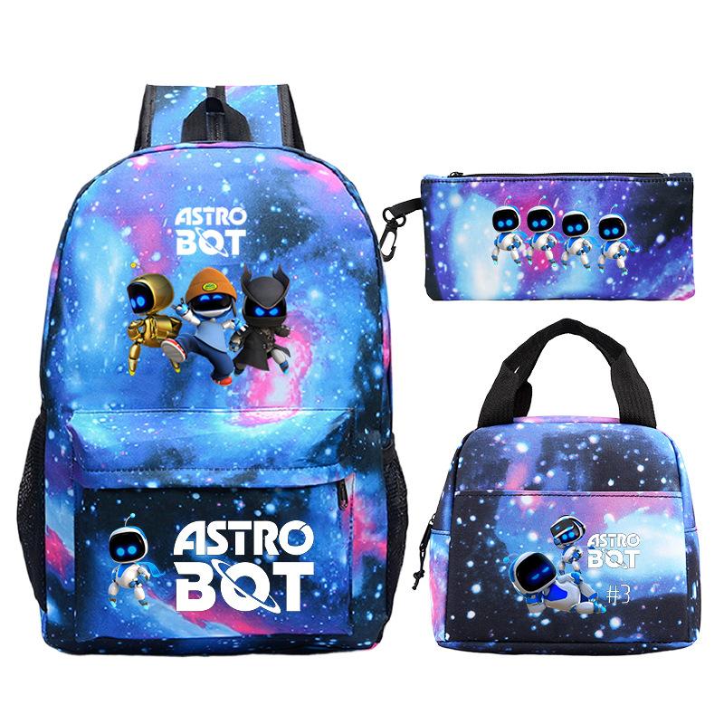 Game Astro bot peripheral printing fashion primary and secondary school students schoolbag three-piece set multi-function large capacity