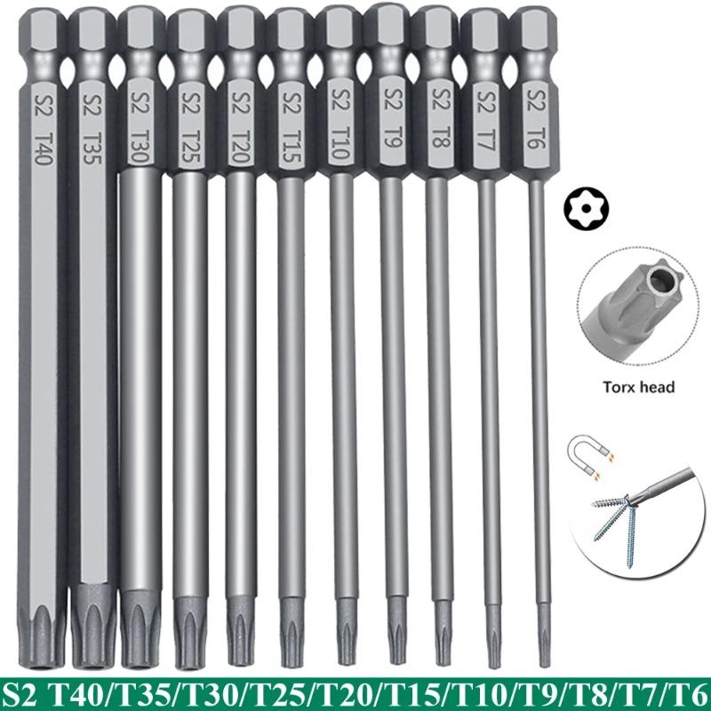 11 PCS Torx Security Bit Set S2 Steel Magnetic Security Screwdriver Set 50/100mm Star Screwdriver Set for Shark Vacuum T6-T40