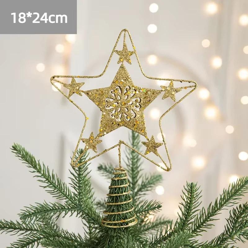 Christmas Tree Top Star Iron Decoration Pentagram Christmas Sequin Star Decoration Hanging Decoration Christmas Decor Ornaments