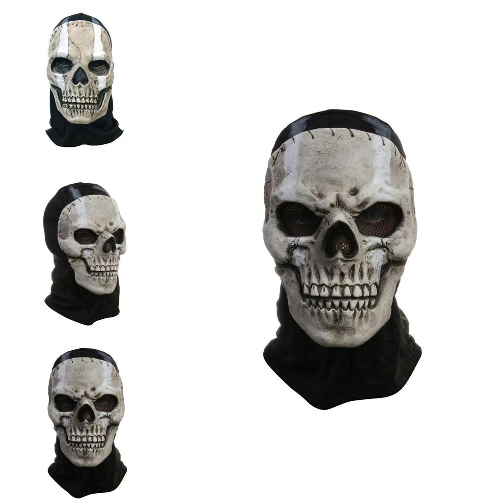 Call Of Duty Teschio Fantasma Maschera di Halloween in Lattice con Design Horror per Cosplay